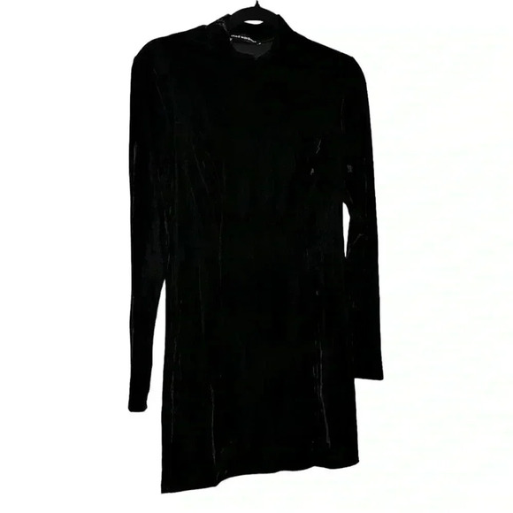 Naked Wardrobe Black Velvet Mini Dress with Slit Small - Picture 3 of 7